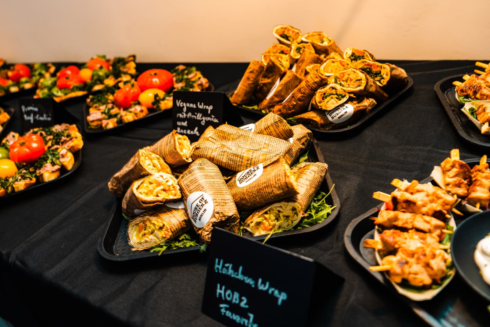 A Christmas catering spread ready to be served